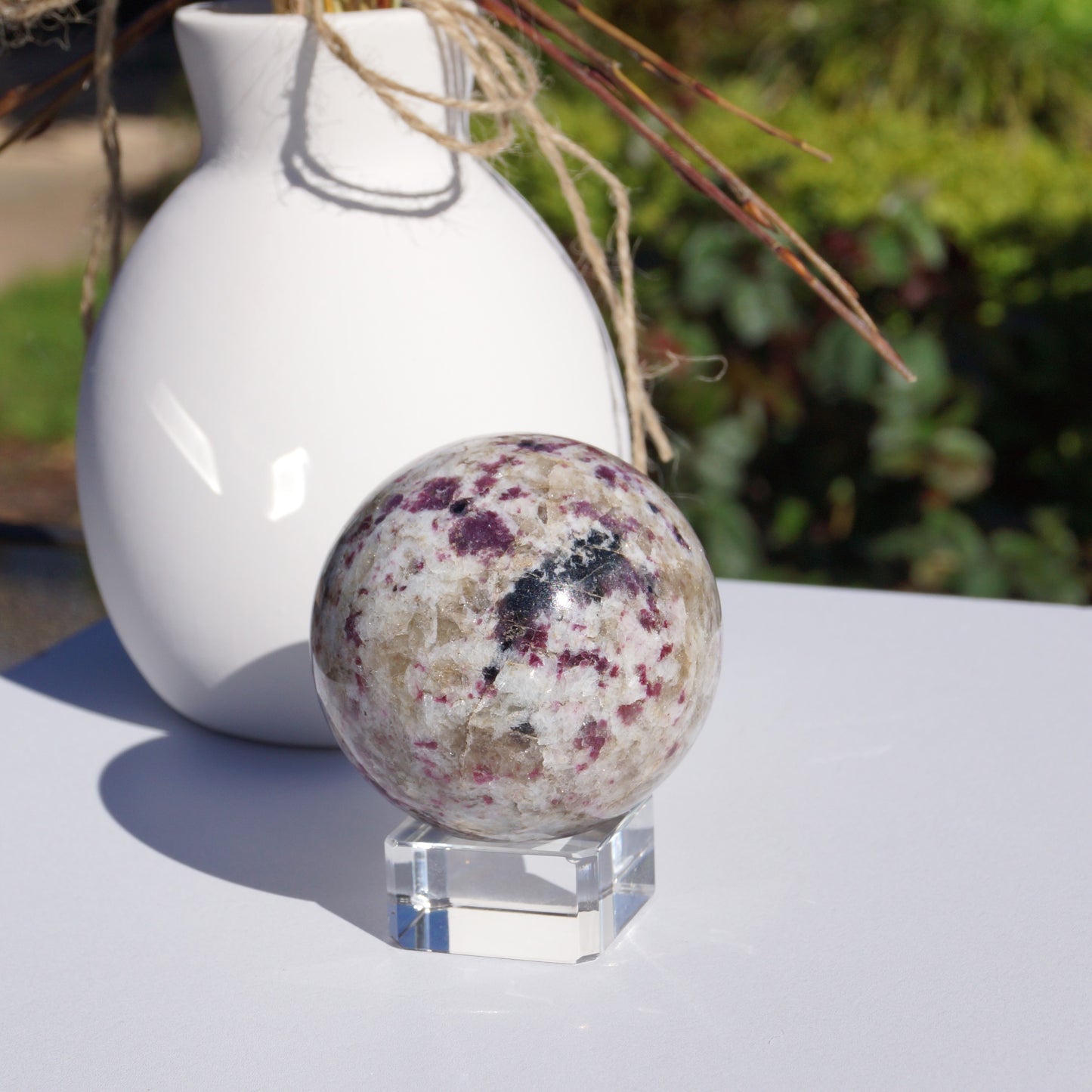 Lepidolite in Quartz Sphere