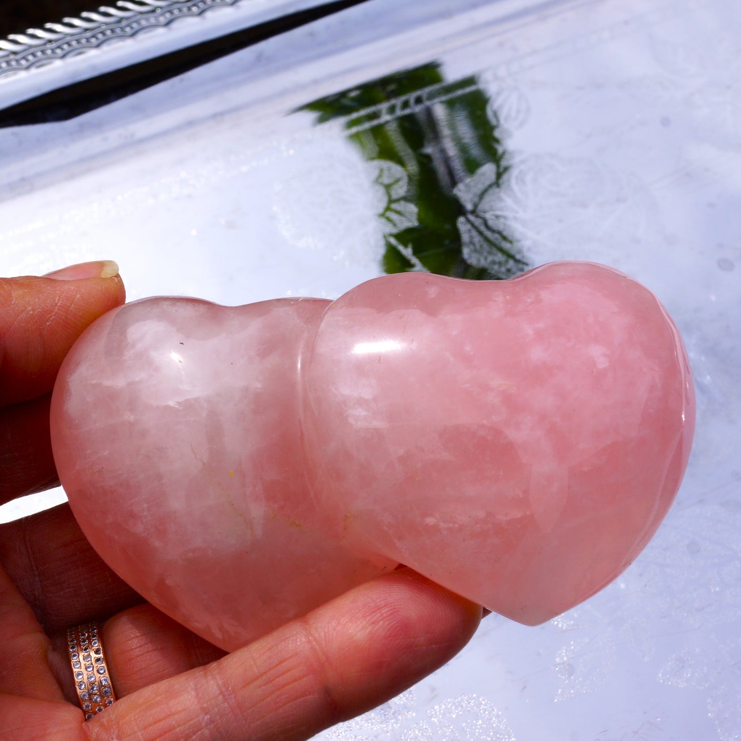 Rose Quartz Double Heart