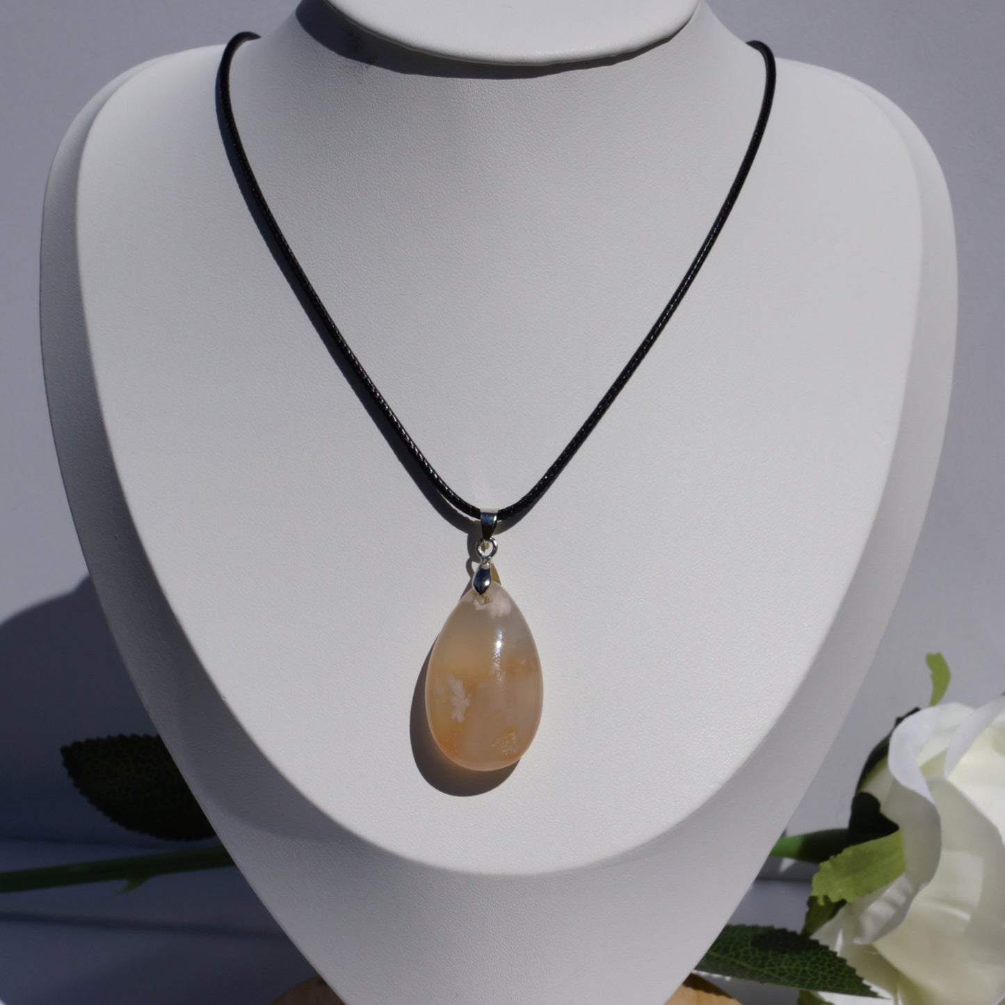 Flower Agate Pendant - Droplet #2