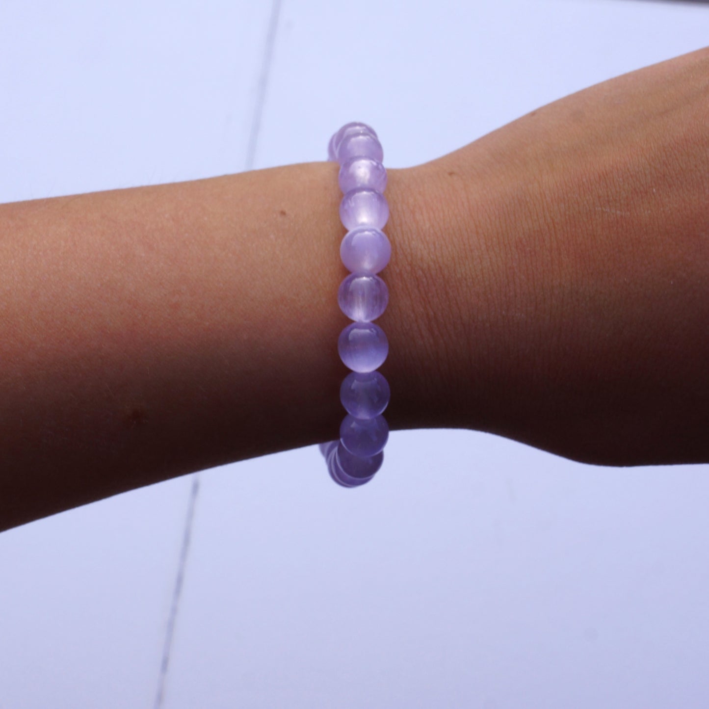 Light Purple Aura Selenite Bracelet (Spirituality) - 9mm