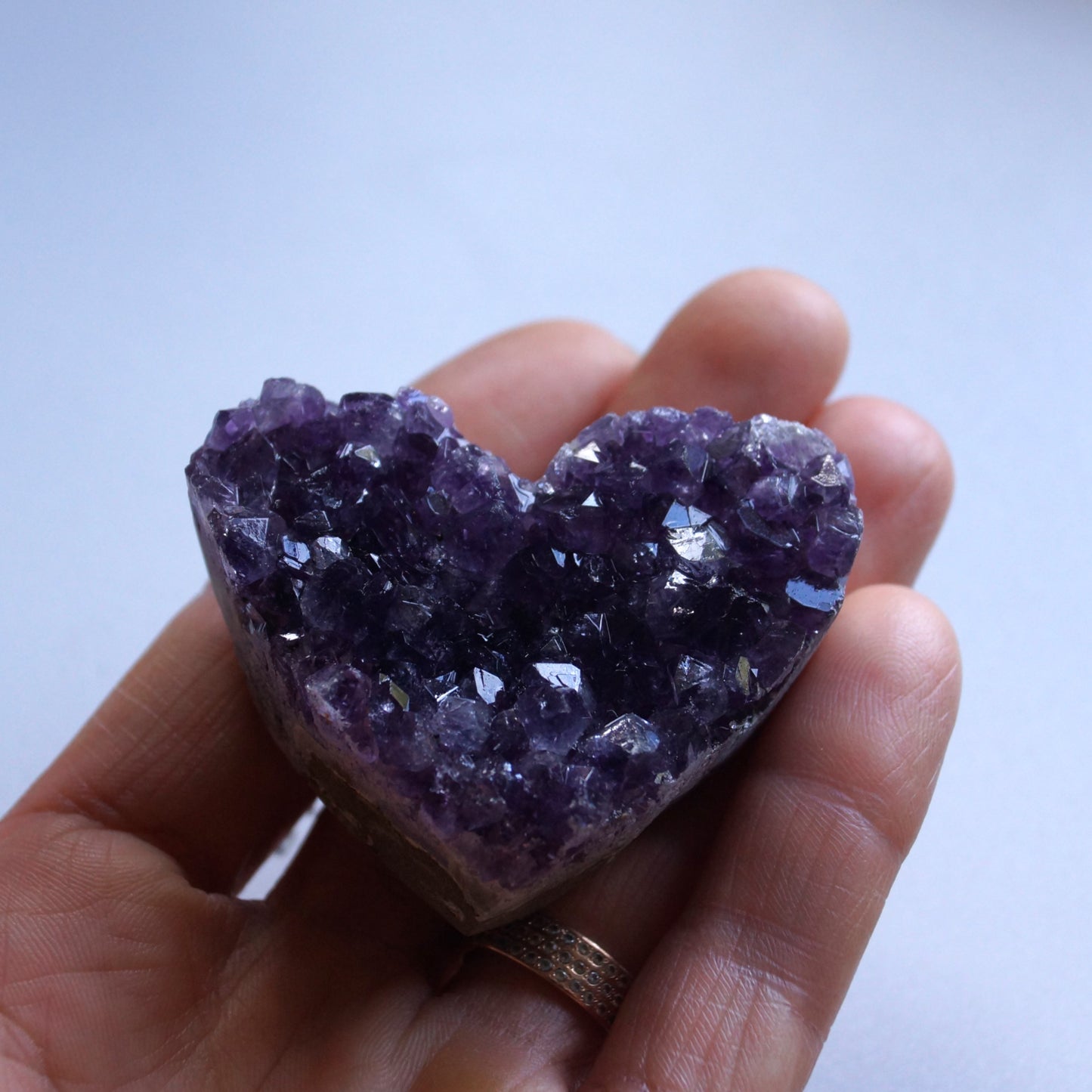 Amethyst Cluster Hearts – Intuition • Calm • Protection