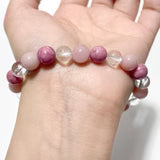 Clear Quartz, Pink Opal & Rhodonite Bracelet