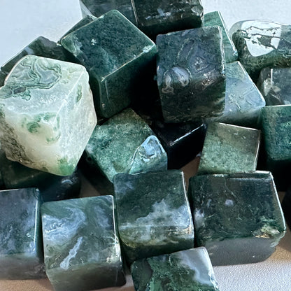 Moss Agate Cube