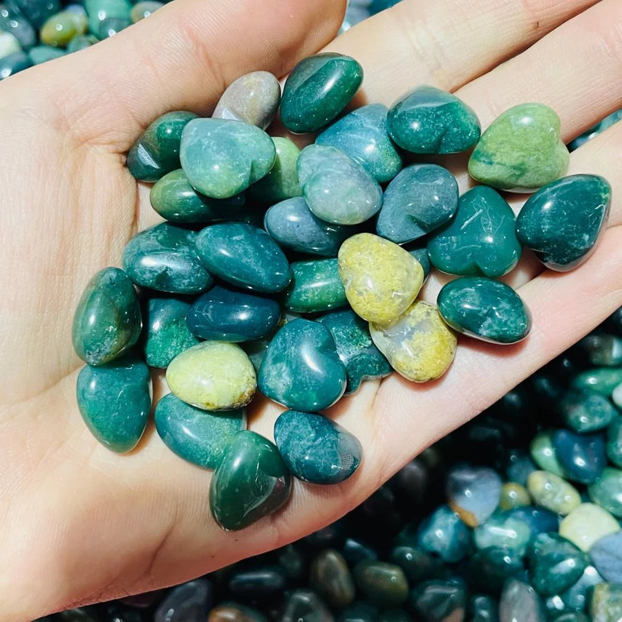 Moss Agate Mini Hearts