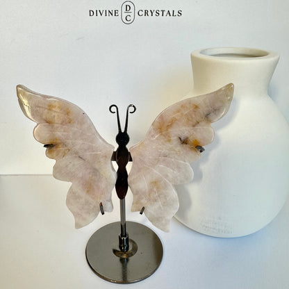 Labradorite & Dream Amethyst Butterfly Carvings – Intuition, Calm & Transformation