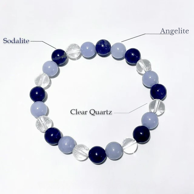 Clear Quartz, Angelite & Sodalite Bracelet