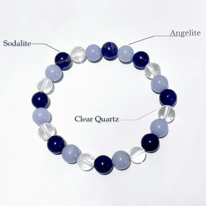 Clear Quartz, Angelite & Sodalite Bracelet
