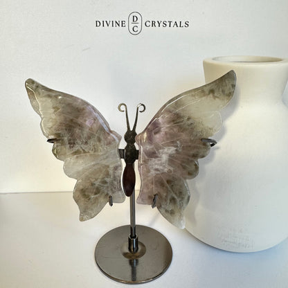 Labradorite & Dream Amethyst Butterfly Carvings – Intuition, Calm & Transformation
