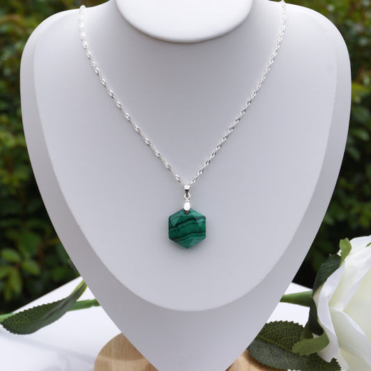 Malachite Hexagon-Shaped Pendant #1