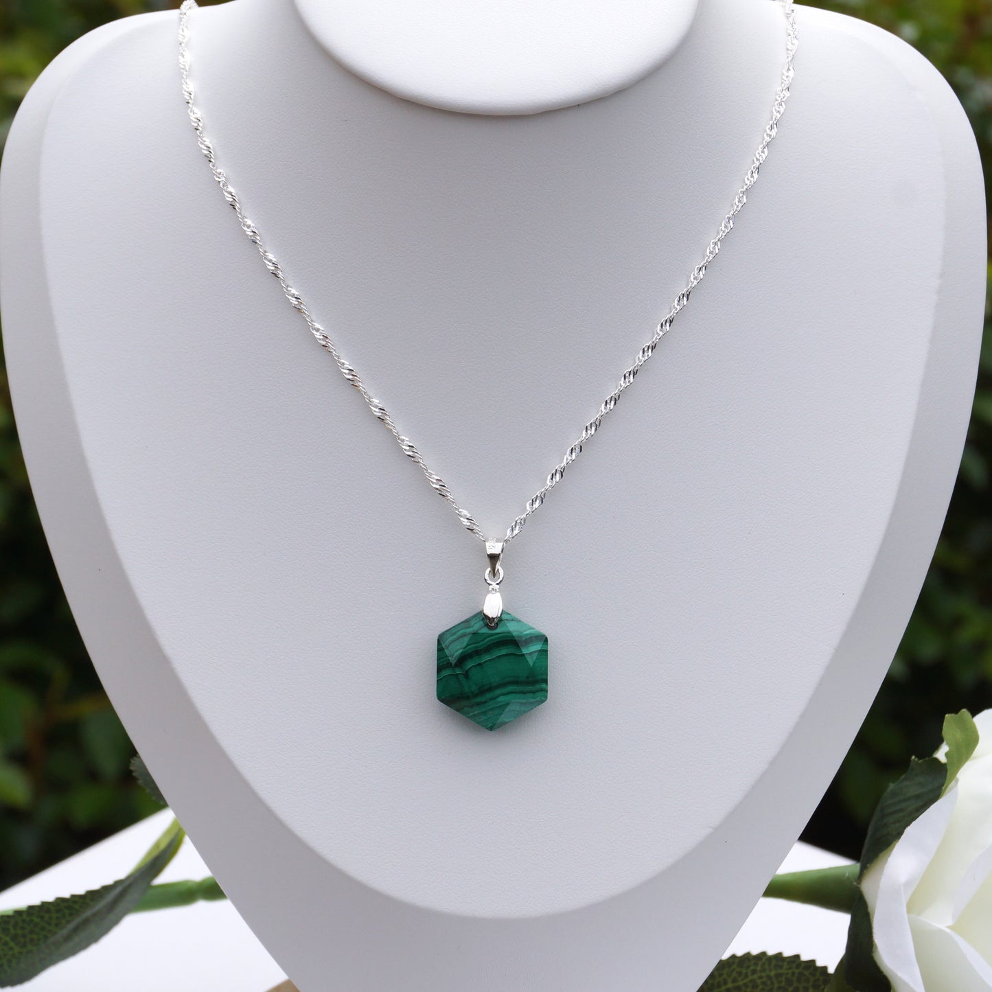 Malachite Hexagon-Shaped Pendant #1