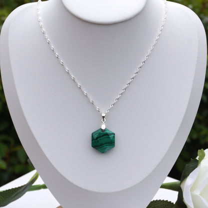 Malachite Hexagon-Shaped Pendant #1