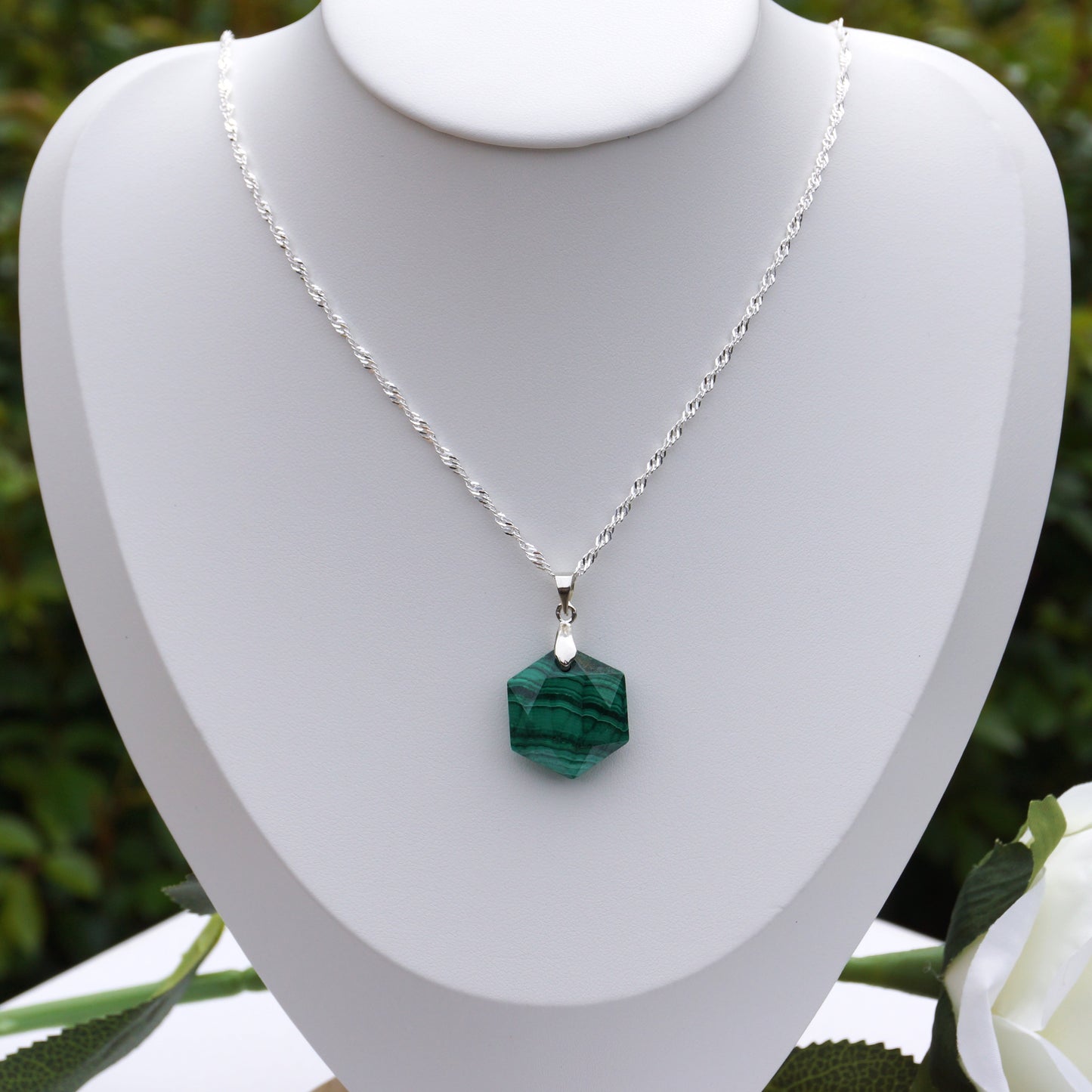 Malachite Hexagon-Shaped Pendant #1