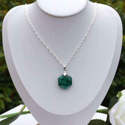 Malachite Hexagon-Shaped Pendant #1