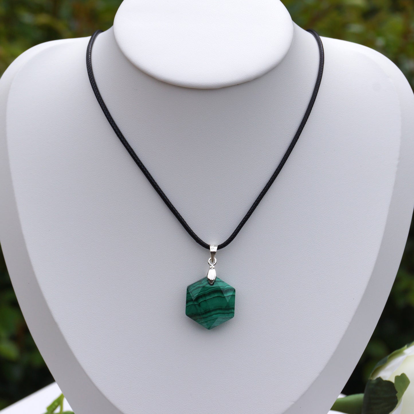 Malachite Hexagon-Shaped Pendant #1