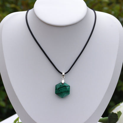 Malachite Hexagon-Shaped Pendant #1
