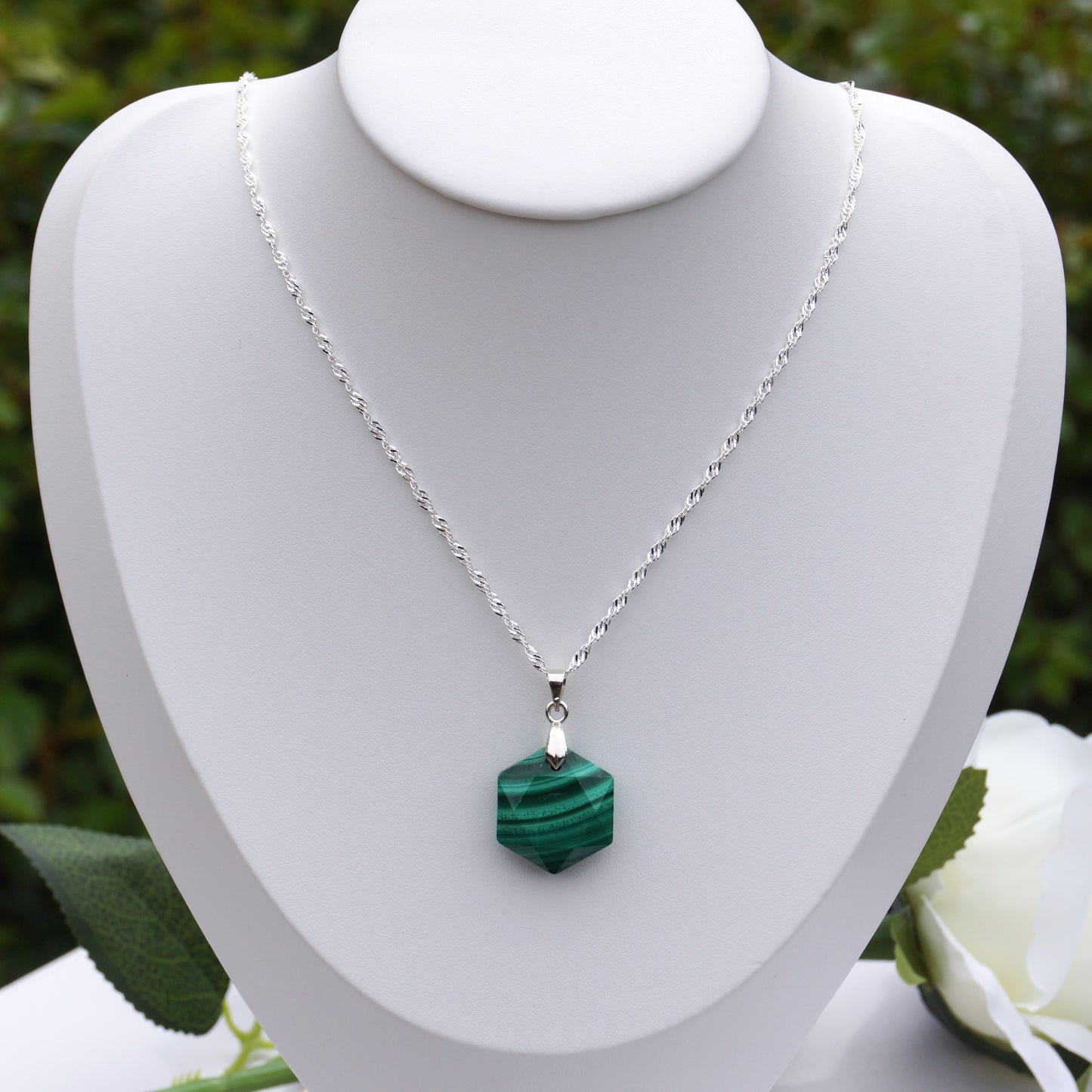 Malachite Hexagon-Shaped Pendant #3