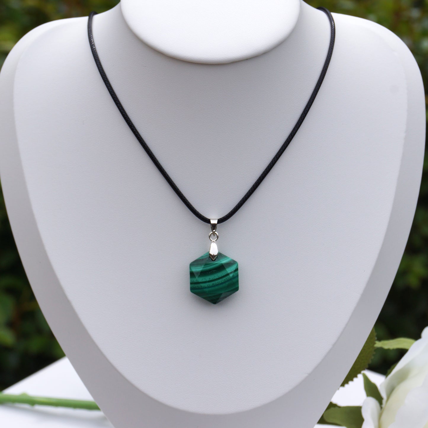 Malachite Hexagon-Shaped Pendant #3