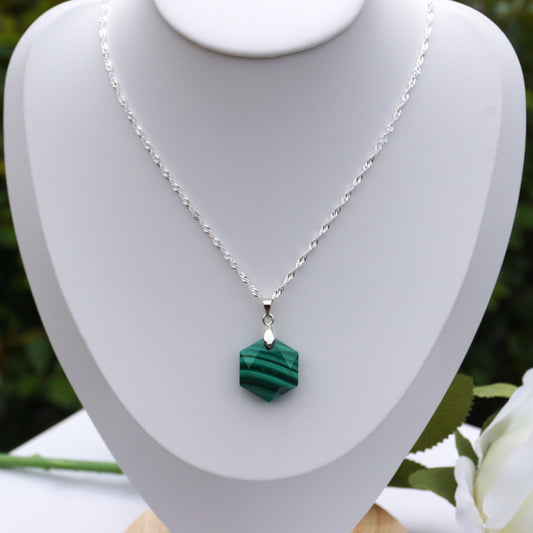 Malachite Hexagon-Shaped Pendant #4