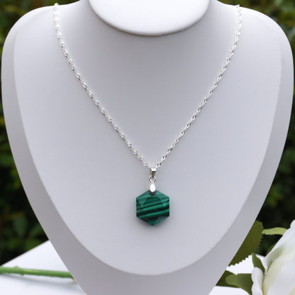 Malachite Hexagon-Shaped Pendant #4