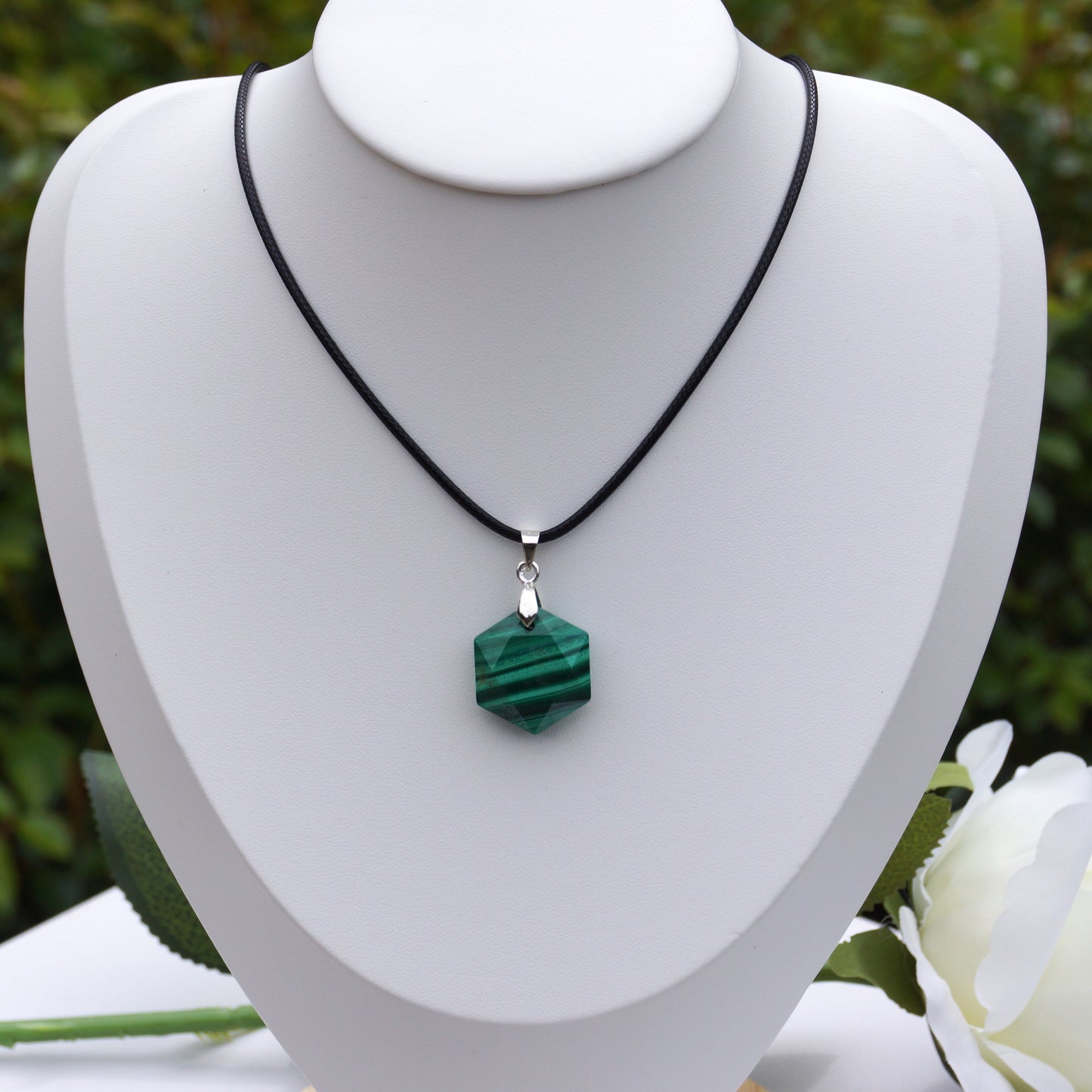 Malachite Hexagon-Shaped Pendant #4