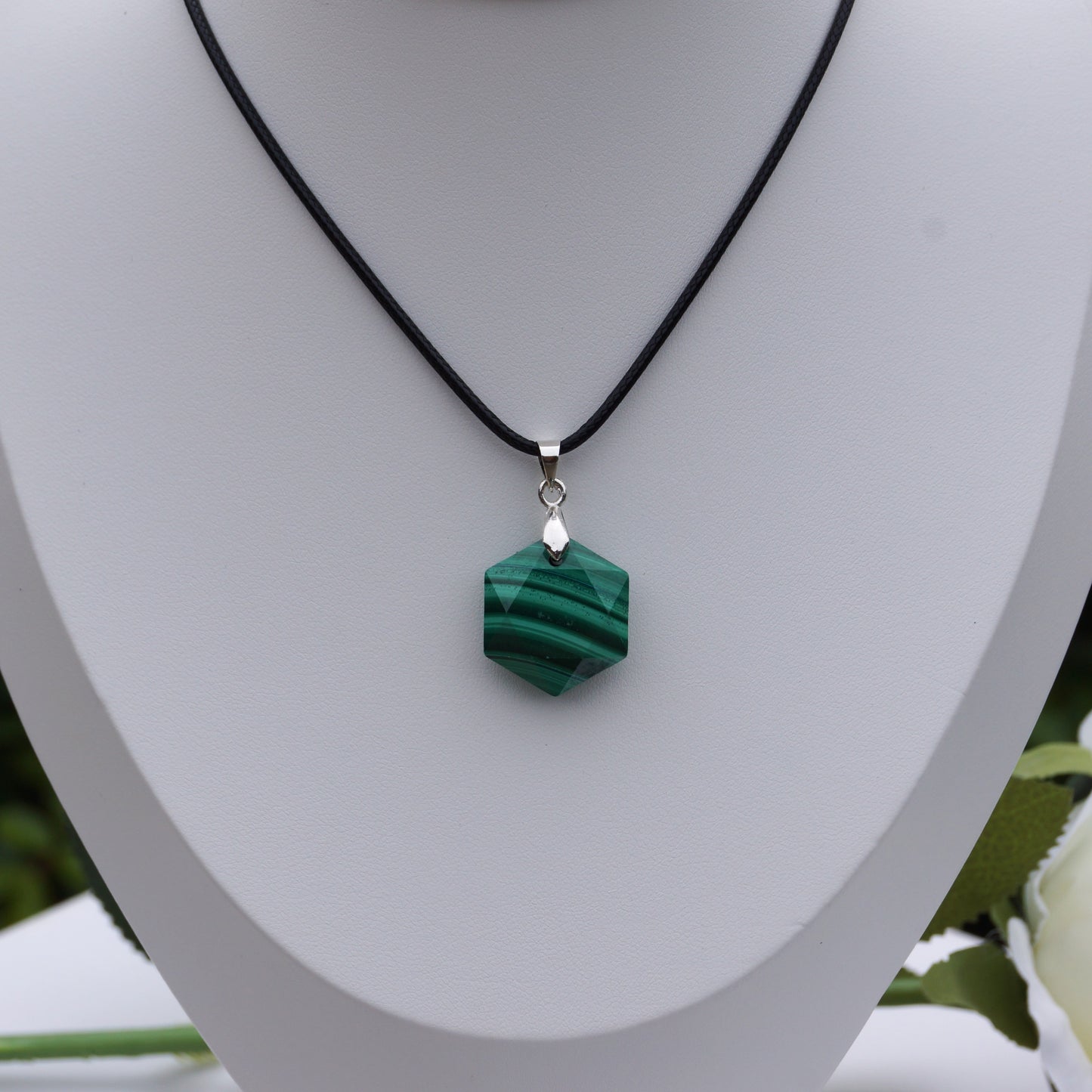 Malachite Hexagon-Shaped Pendant #4