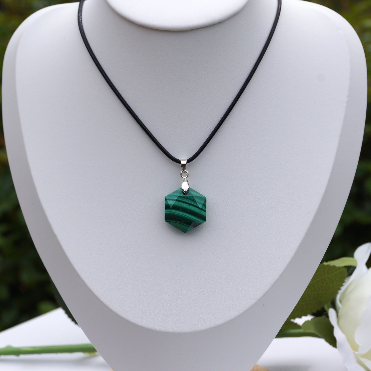 Malachite Hexagon-Shaped Pendant #4