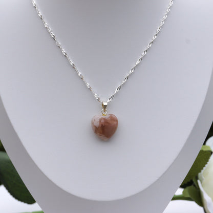 Flower Agate Pendant - Heart #2