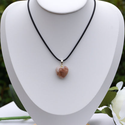 Flower Agate Pendant - Heart #2