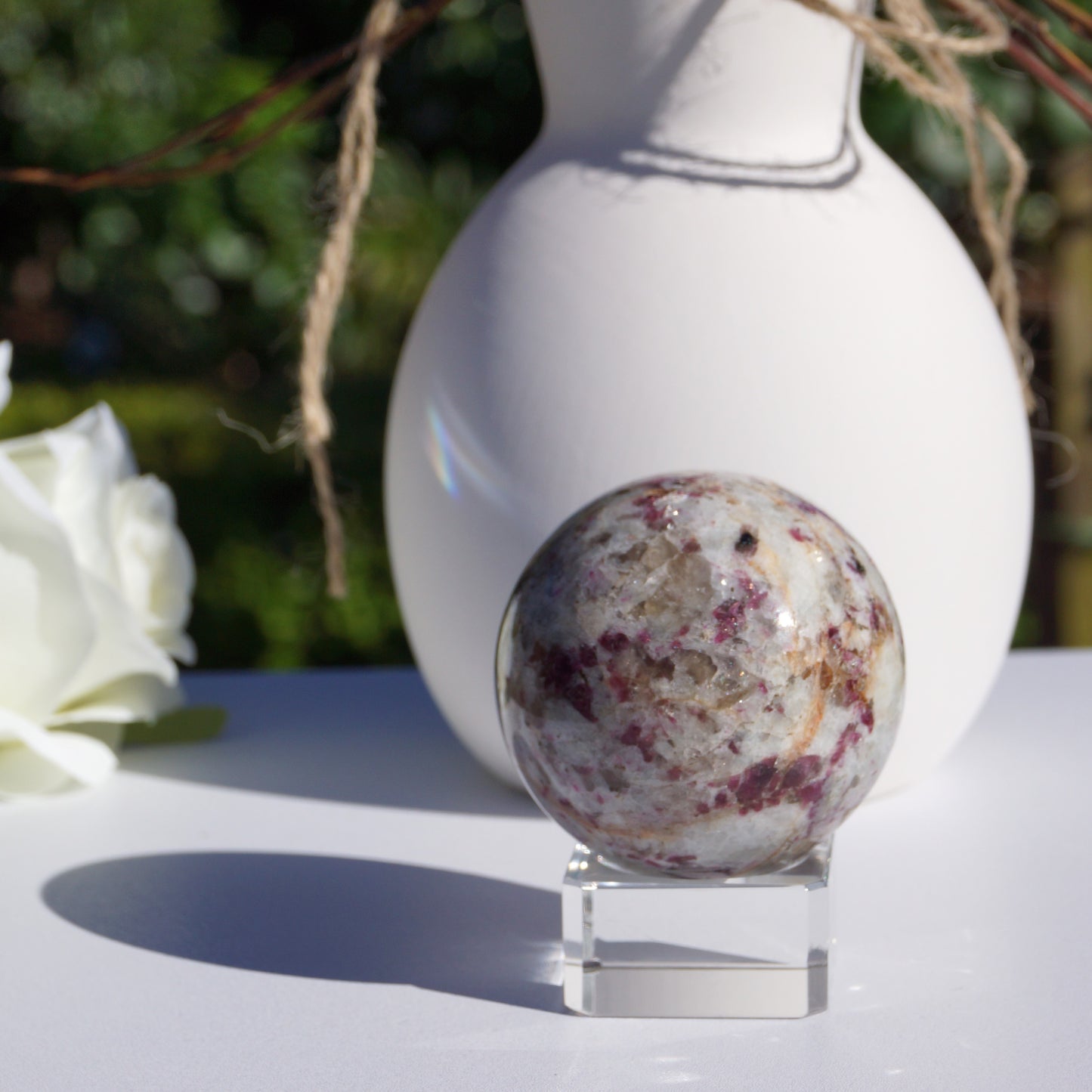 Lepidolite in Quartz Sphere