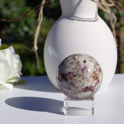 Lepidolite in Quartz Sphere