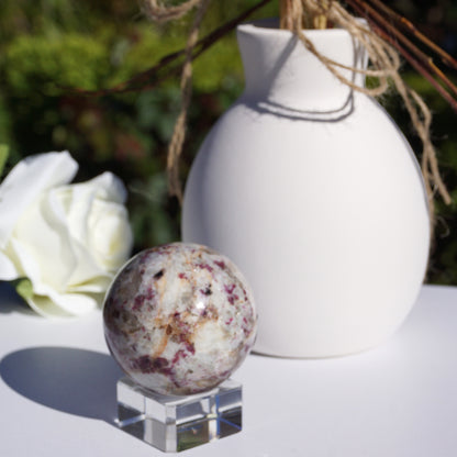 Lepidolite in Quartz Sphere