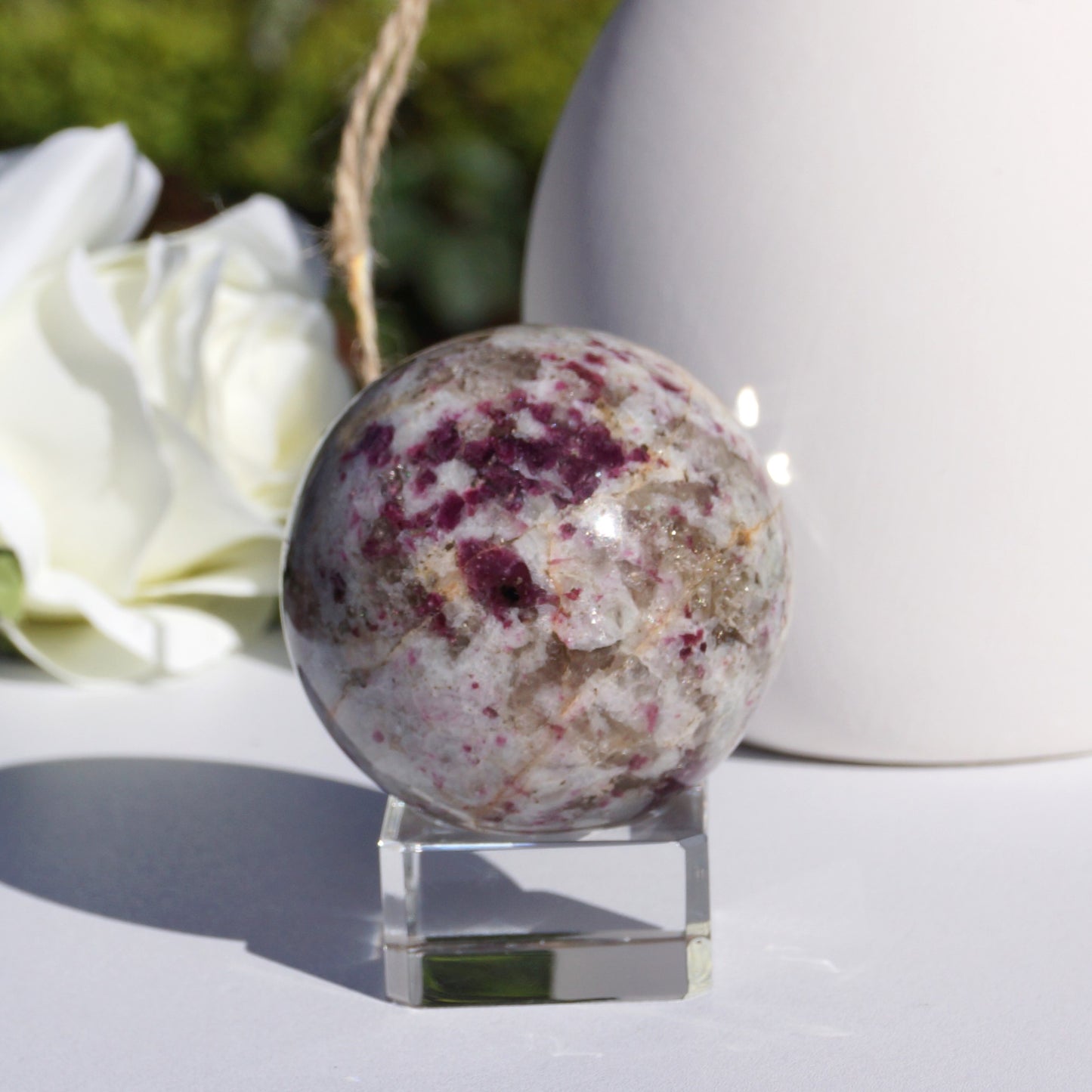 Lepidolite in Quartz Sphere