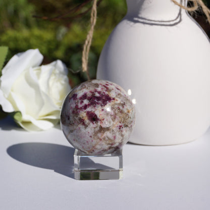 Lepidolite in Quartz Sphere