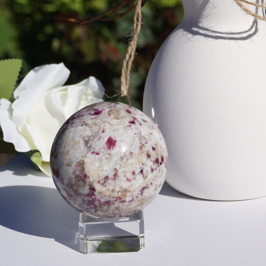 Lepidolite in Quartz Sphere