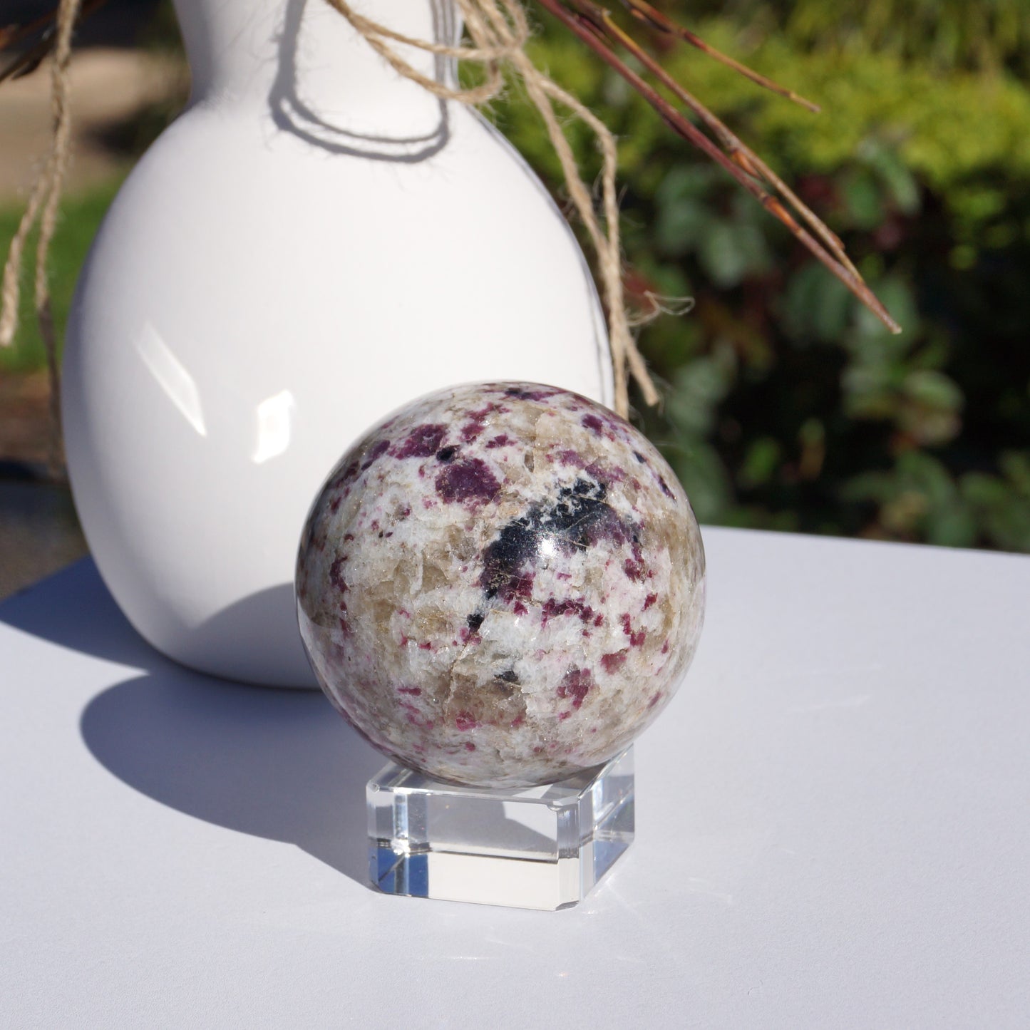Lepidolite in Quartz Sphere