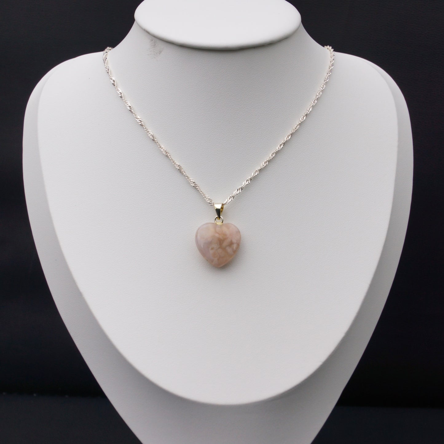 Flower Agate Pendant - Heart #1