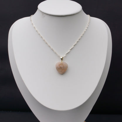 Flower Agate Pendant - Heart #1
