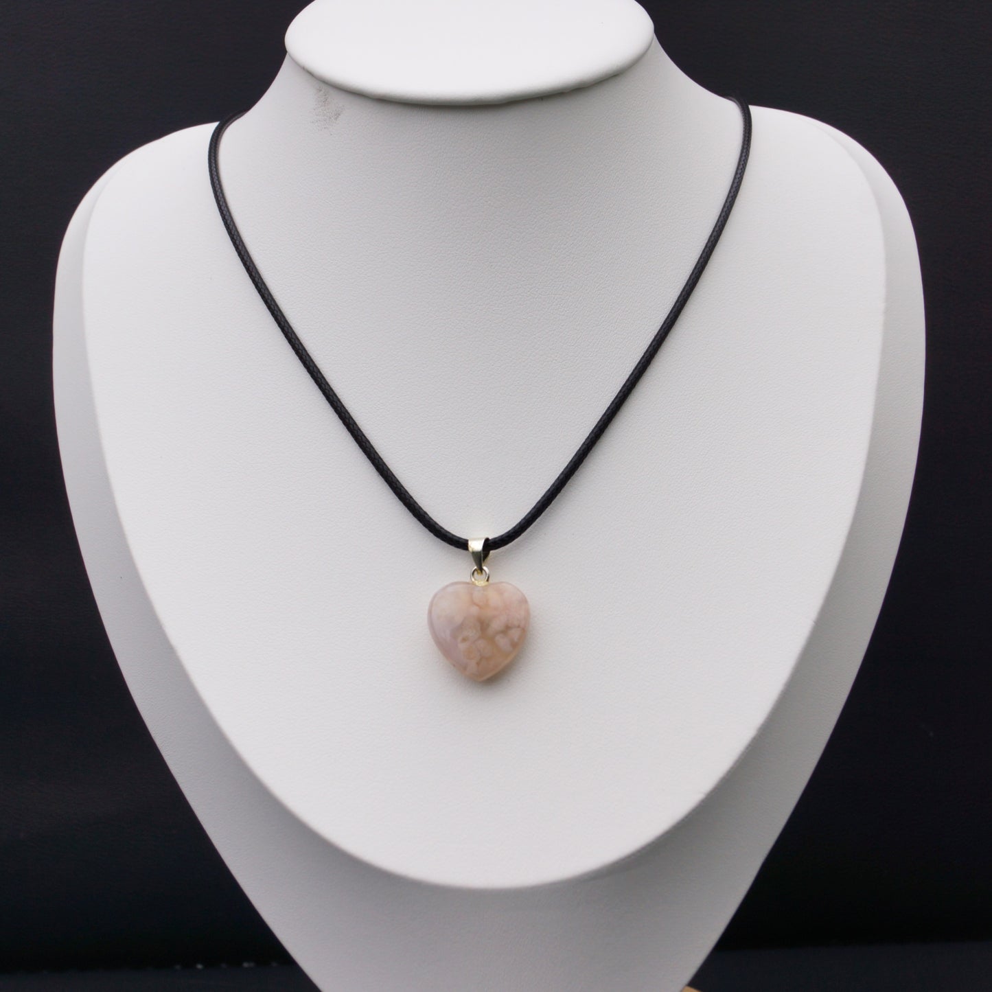 Flower Agate Pendant - Heart #1
