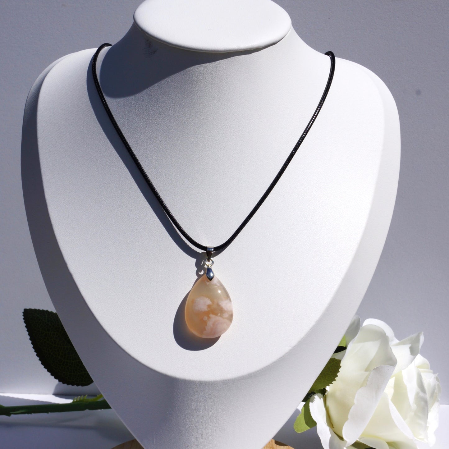 Flower Agate Pendant - Droplet #1