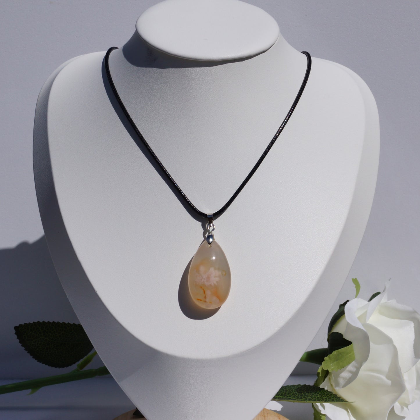 Flower Agate Pendant - Droplet #2