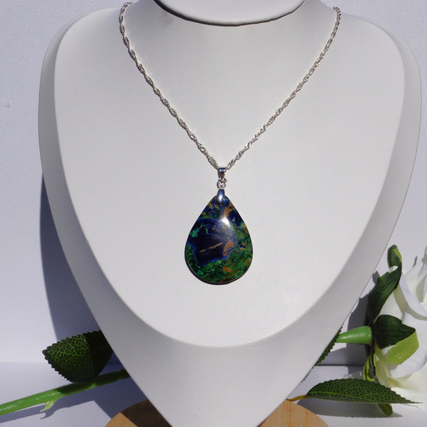 Azurite–Malachite Pendant — “Harmony of Earth and Sky”