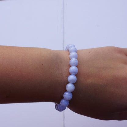 Blue Lace Agate Bracelet (Calm) – 8mm