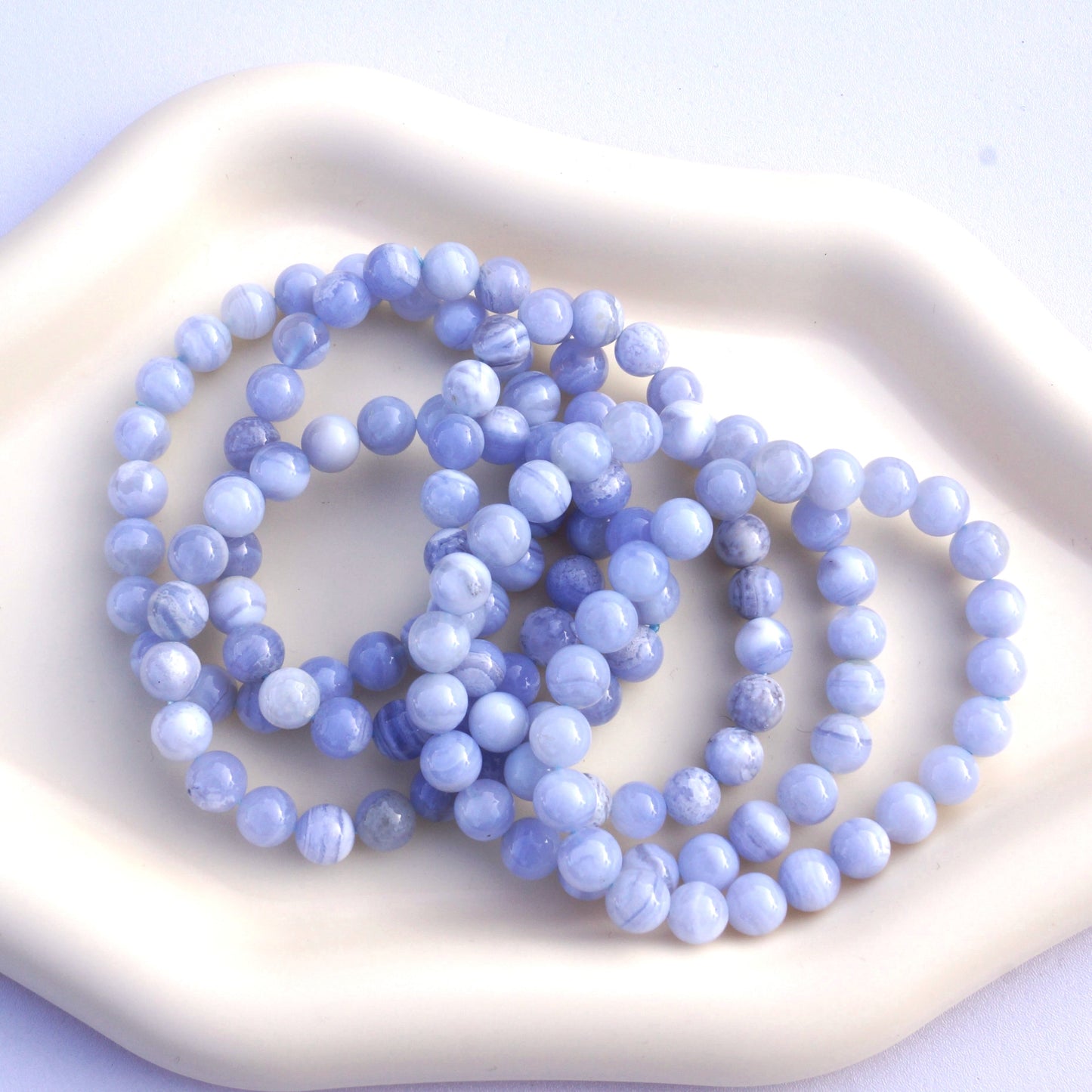 Blue Lace Agate Bracelet (Calm) – 8mm