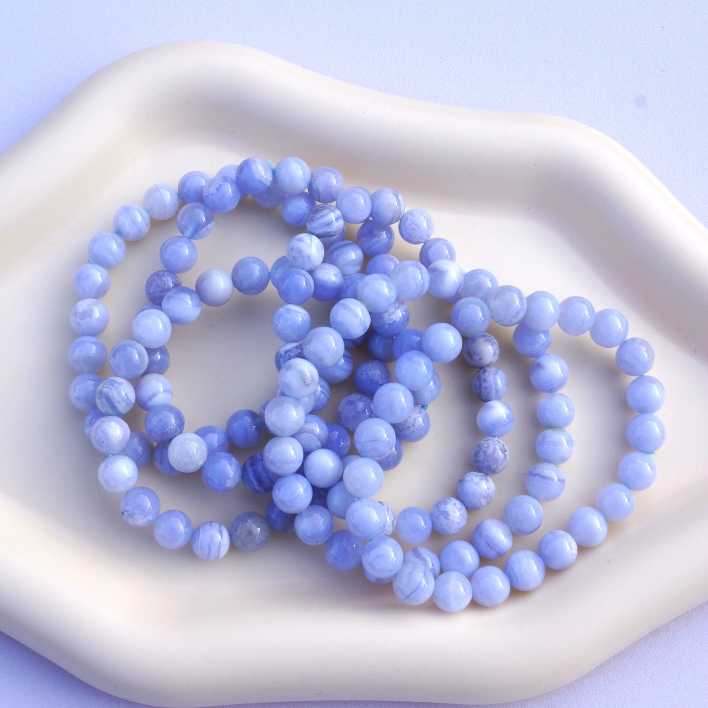 Blue Lace Agate Bracelet (Calm) – 8mm
