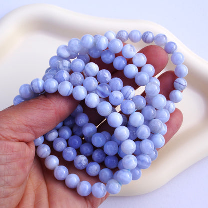 Blue Lace Agate Bracelet (Calm) – 8mm