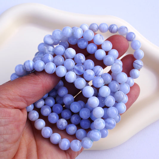 Blue Lace Agate Bracelet (Calm) – 8mm