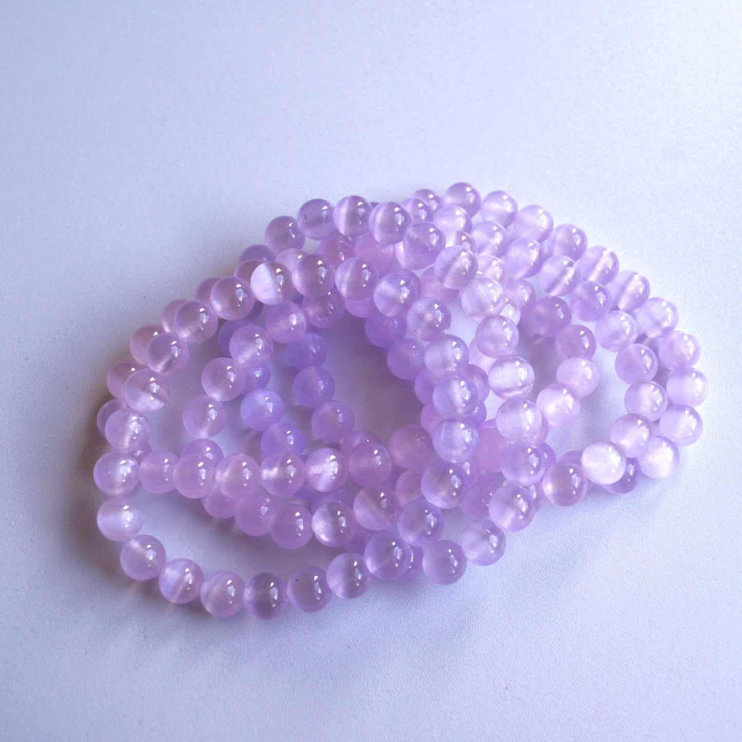 Light Purple Aura Selenite Bracelet (Spirituality) - 9mm