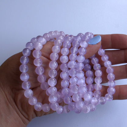 Light Purple Aura Selenite Bracelet (Spirituality) - 9mm