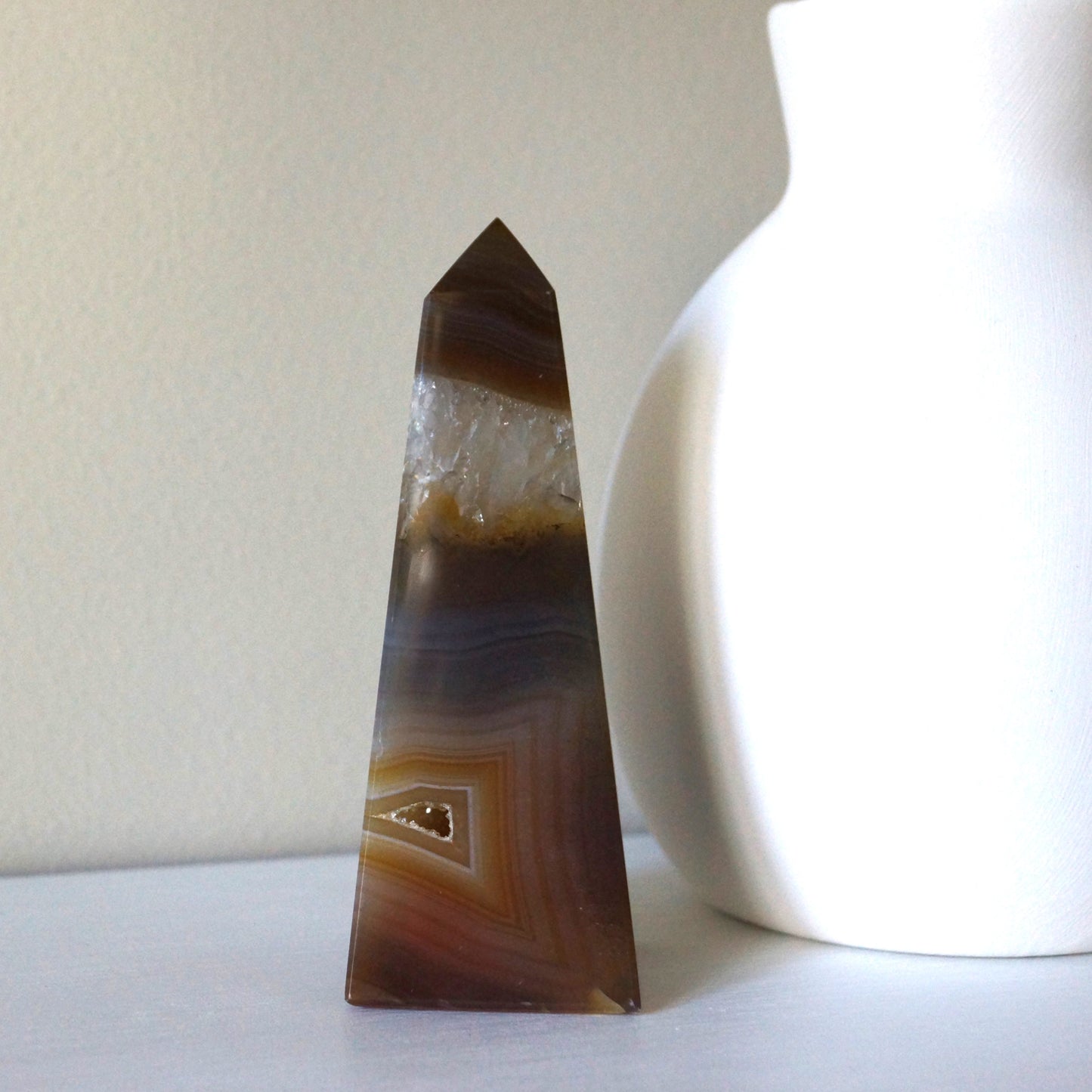 Banded Agate Druzy Obelisk #2