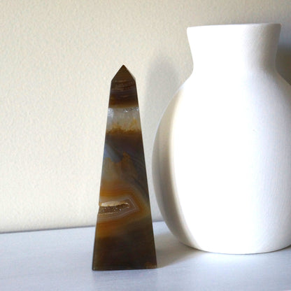 Banded Agate Druzy Obelisk #1